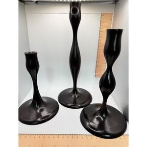 Eva Zeisel Bronze Candlesticks Set of 3 MCM Modernist Decor Made in India